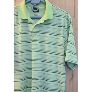 Greg‎ Norman Play Dry Golf Shirt Mens L Green Stripe Tasso Ella Performance Top